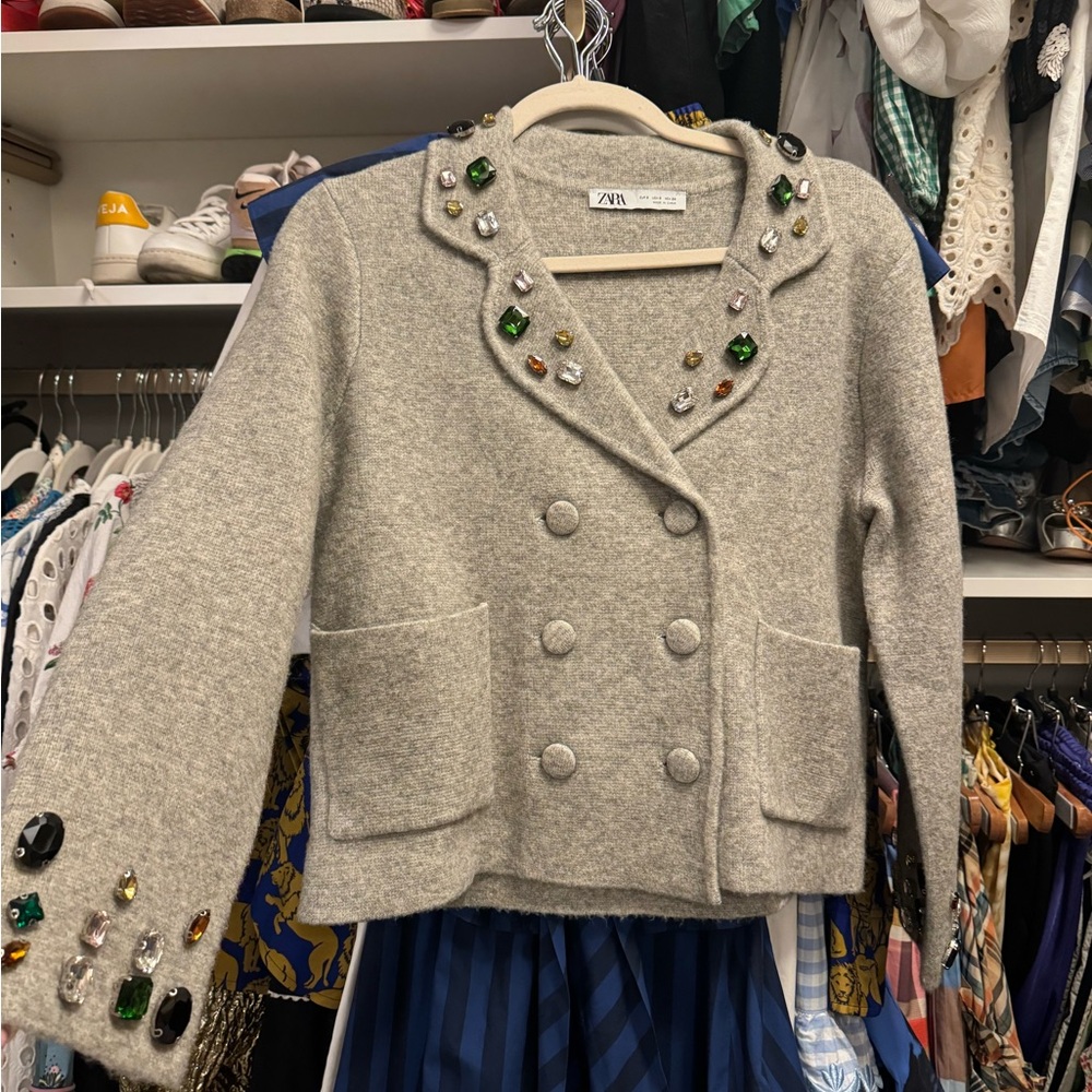 Zara Rhinestone Knit Blazer - Picture 2 of 4